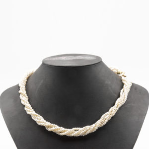 Collana di perle 5 fili in argento dorato